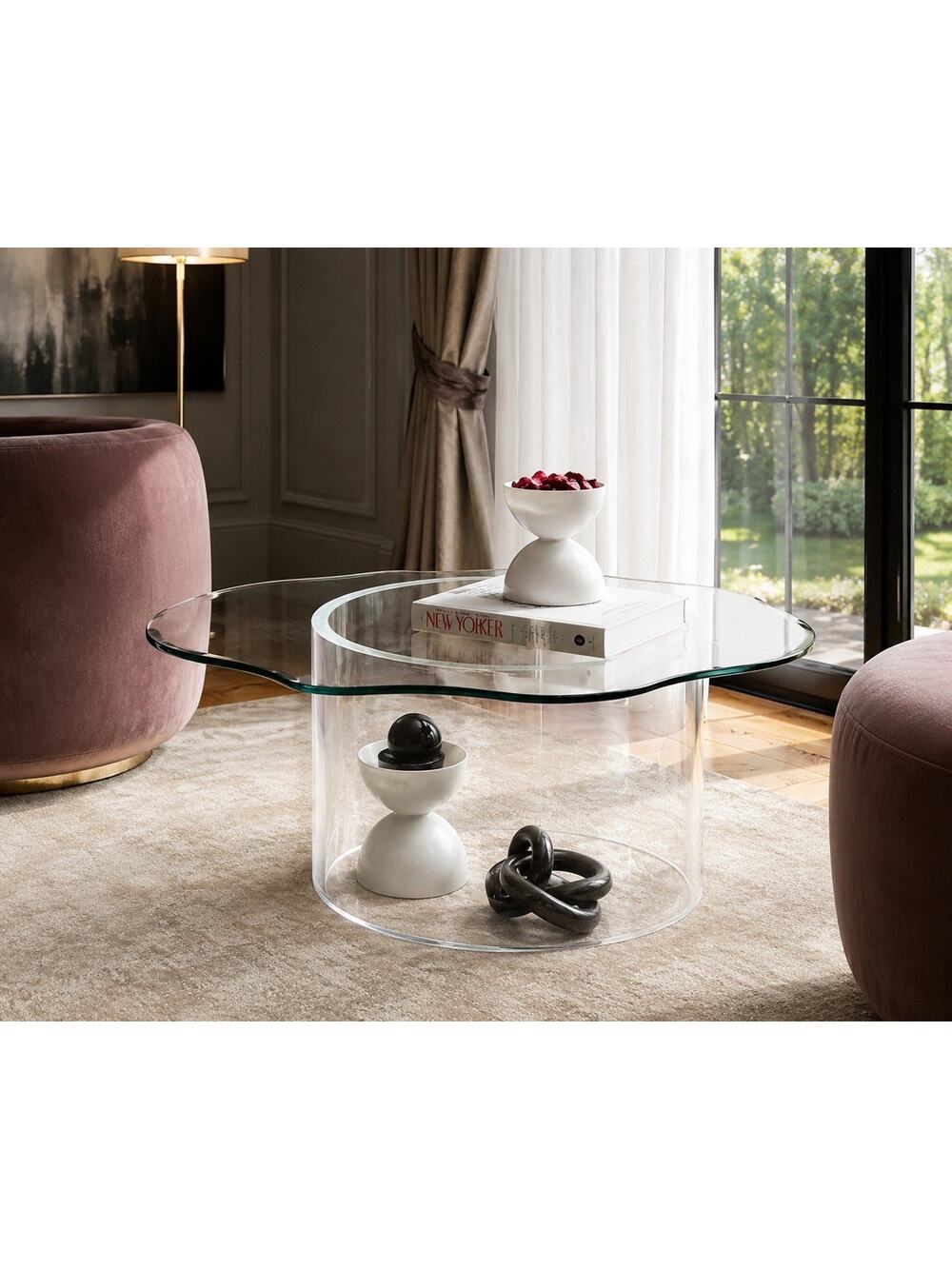Vintage Vladimir Kagan Style Snail Lucite Glass Mid Century Modern Coffee Table